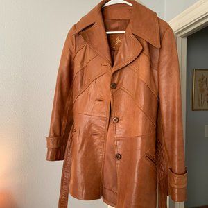 Light Brown Leather Jacket with Belt